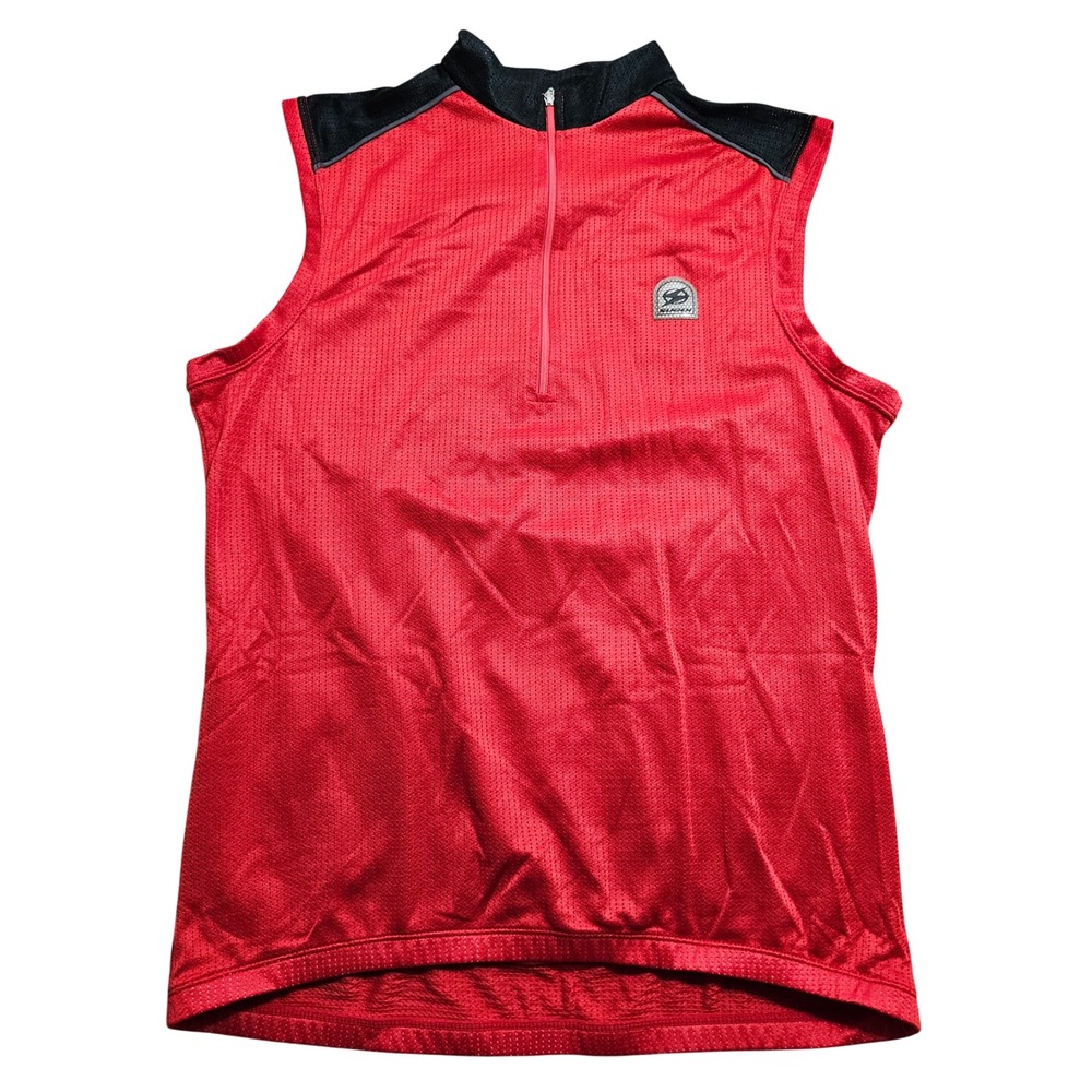 Sugoi Cycling Jersey Vest Large Red Coretech‎ Mesh Sleeveless Quarter Zip Pocket